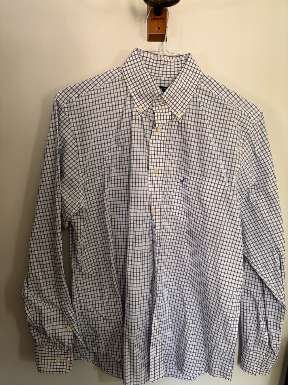 Men's Blue Windowpane Button-Down Shirt